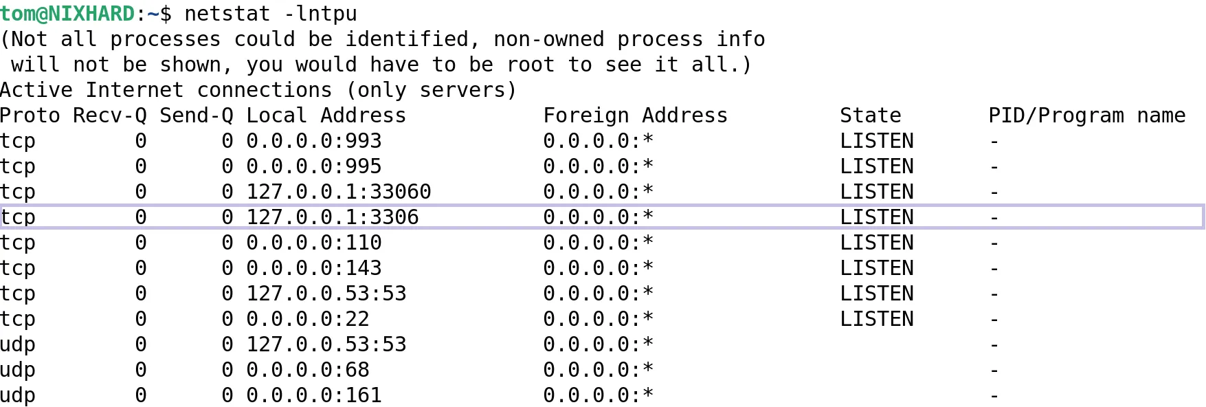 MySQL 서버 동작 확인