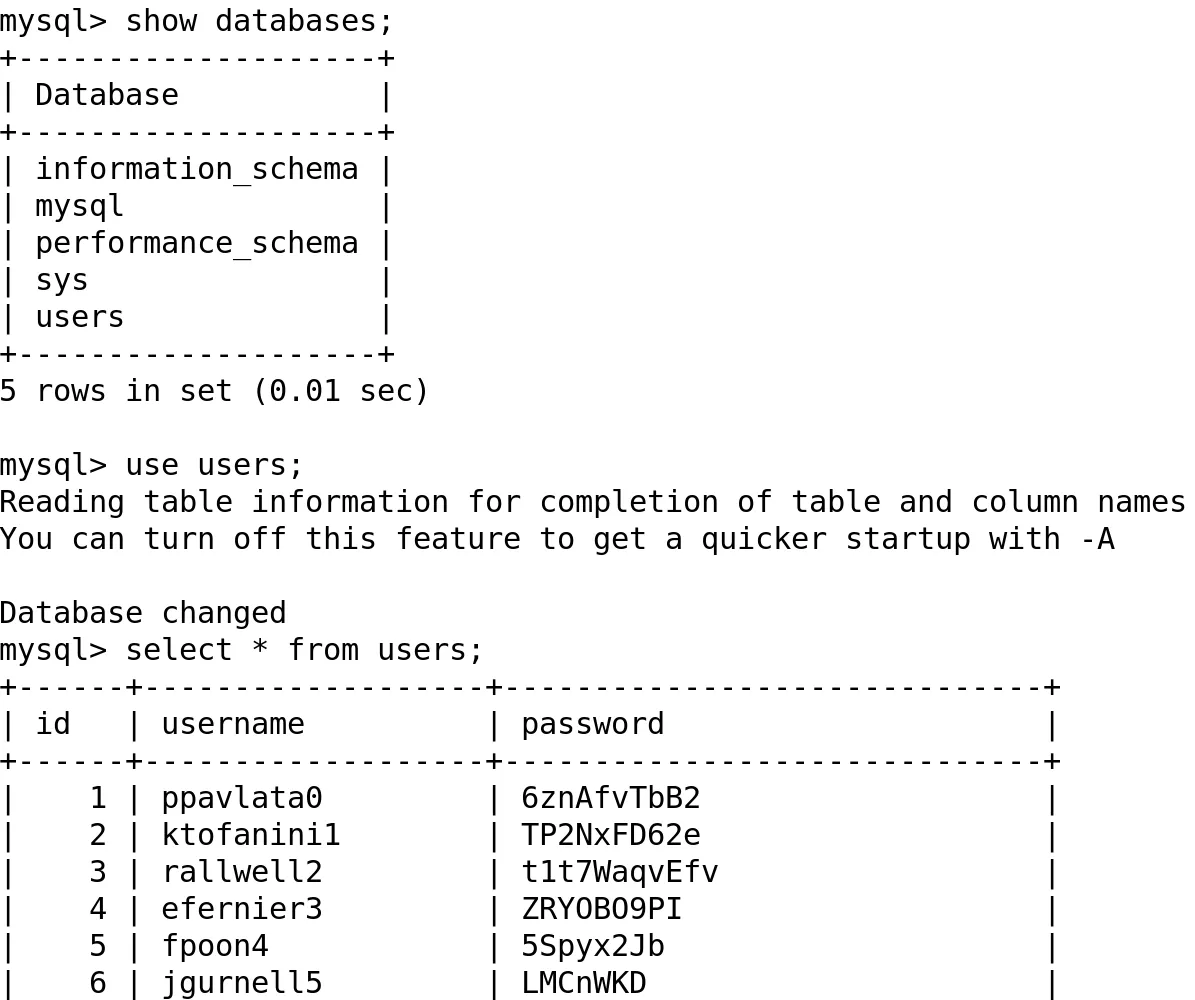 MySQL 데이터베이스 열거